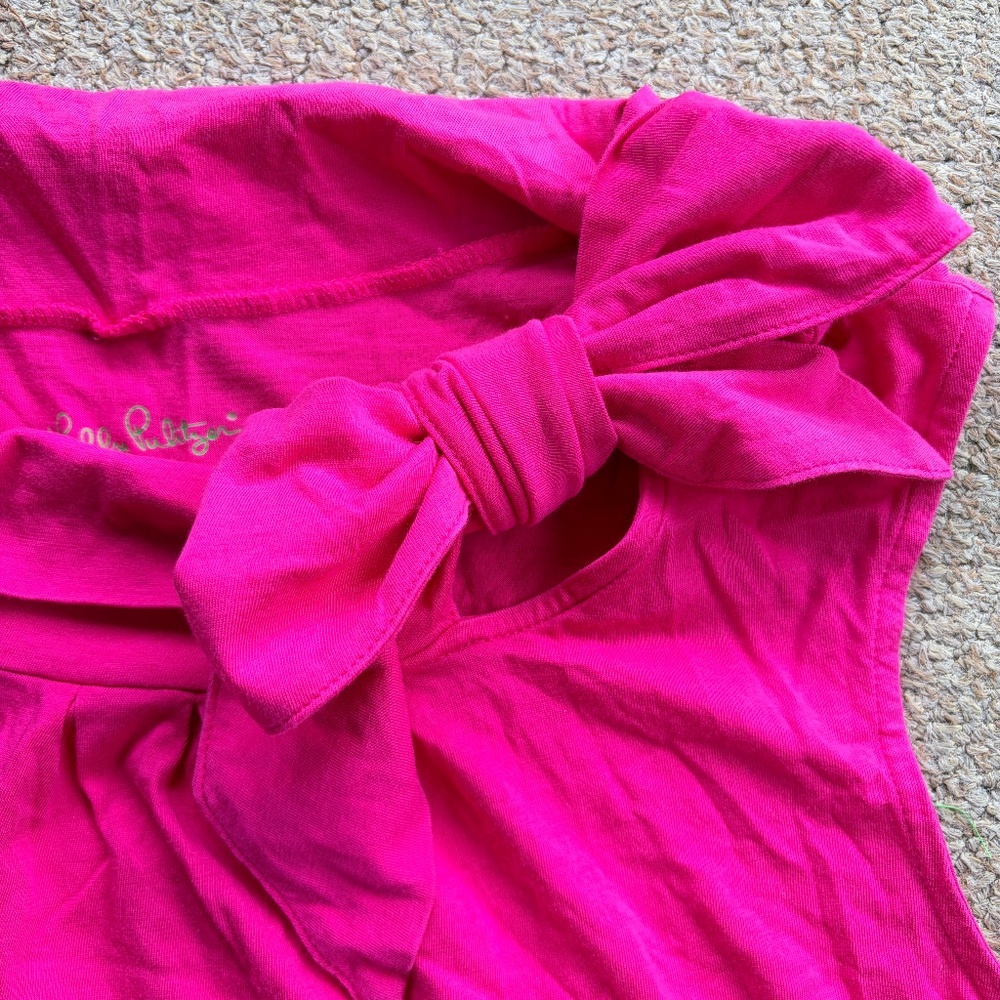 Lilly Pulitzer 100% Pima Cotton Sleeveless Hot Pink Top Size Medium - Picture 3 of 5